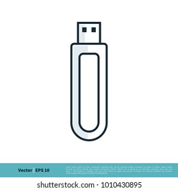 Flash Drive Line Art Icon Vector Logo Template Illustration Design. Vector EPS 10.