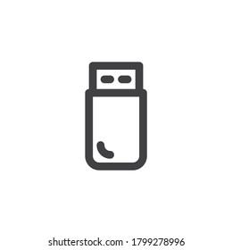 Flash drive line icon. linear style sign for mobile concept and web design. USB, memory stick outline vector icon. Symbol, logo illustration. Vector graphics