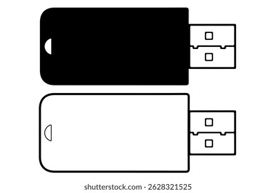 Flash drive or memory card icon. Electronic information storage symbol.