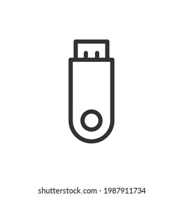 Flash drive minimal line icon. Web stroke symbol design. Flash drive sign isolated on a white background. Premium line icon.