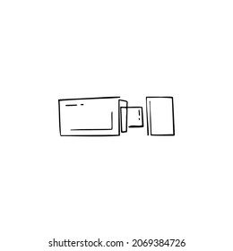 flash drive one line vector illustration art hand draw .