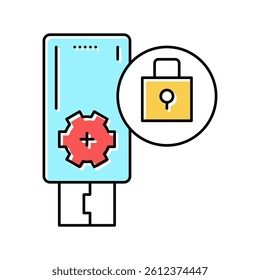 flash drive password color icon vector. flash drive password sign. isolated symbol illustration