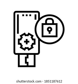 flash drive password line icon vector. flash drive password sign. isolated contour symbol black illustration