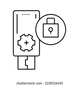 flash drive password line icon vector. flash drive password sign. isolated contour symbol black illustration