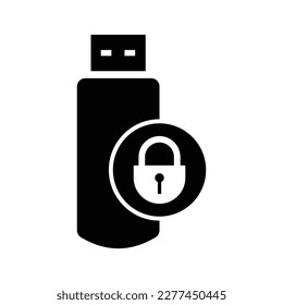 Flash drive protection icon design. usb flash drive with shield icon design, Data Protection, isolated on white background. vector illustration