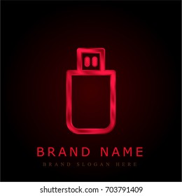 Flash drive red chromium metallic logo