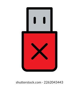 La unidad flash elimina la línea de icono aislada en el fondo blanco. Icono delgado plano negro sobre el estilo de contorno moderno. Símbolo lineal y trazo editable. Ilustración vectorial de trazo simple y píxel perfecto