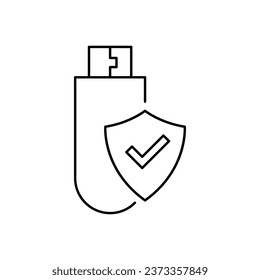 Flash drive security icon design. USB flash drive with padlock. isolated on white background. vector illustration
