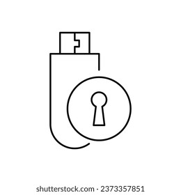 Diseño de iconos de seguridad de Flash Drive. Unidad flash USB con candado. aislado de fondo blanco. ilustración vectorial