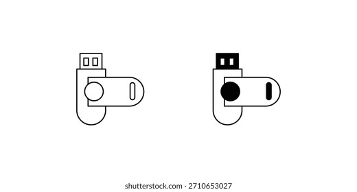 Icono de conjunto de unidad flash con Vector de fondo blanco
