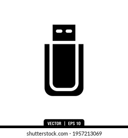 Vector de icono de Flash Drive Silhouette, plantilla de logotipo de ilustración en estilo de moda. Idóneo para muchos fines.