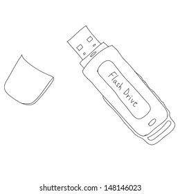 flash drive sketch, eps10, vector