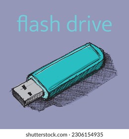 flash drive sketch pencil style