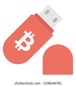 Flash drive stamped with bitcoin sign displaying an icon for bitcoin flash drive
