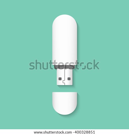 Flash Drive. Stick isolated on a green background. USB flash drive. Vector illustration