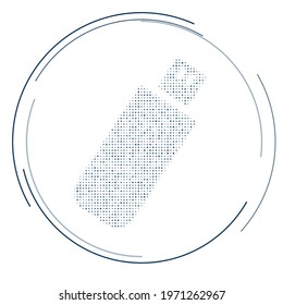 The flash drive symbol filled with dark blue dots. Pointillism style. Vector illustration on white background