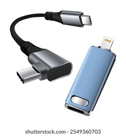 Flash Drive and USB Cable Iphon USB Cable Card Reader Illustration hand drawing on white background Vol 01