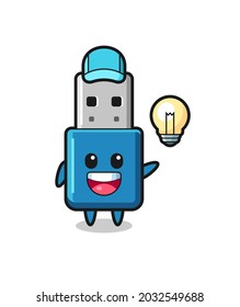 flash drive usb character cartoon getting the idea , cute style design for t shirt, sticker, logo element
