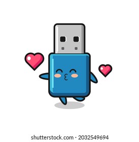 flash drive usb character cartoon with kissing gesture , cute style design for t shirt, sticker, logo element