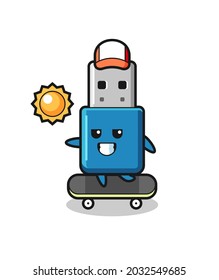 unidad flash usb ilustración de caracteres montar un skateboard , diseño de estilo lindo para camiseta, pegatina, elemento logotipo