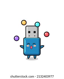el flash drive usb circo dibujos animados malabarismos una bola, diseño de estilo lindo para camiseta, pegatina, elemento logo