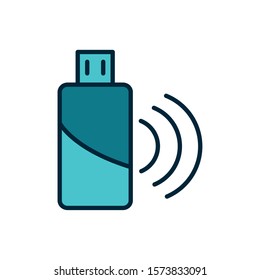 flash drive usb internet of things line and fill icon vector illustration