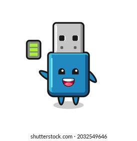 flash drive usb mascot character with energetic gesture , cute style design for t shirt, sticker, logo element
