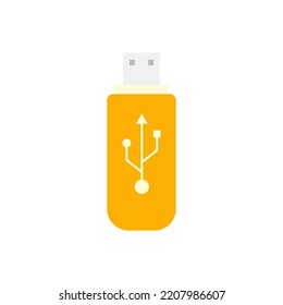 Flash Drive, USB Stick Icon In Color, Isolated On White Background 