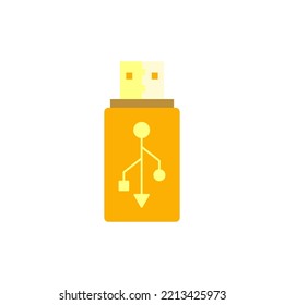 Flash Drive, USB Stick Icon In Color, Isolated On White Background 