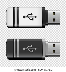 Flash drive USB. Vector isolated on transparent background.