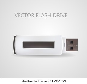 Flash drive USB in white color. Vector isolated illustration
