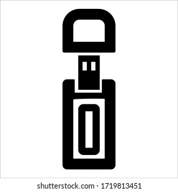 Flash drive vector outline icon isolated on white background. 