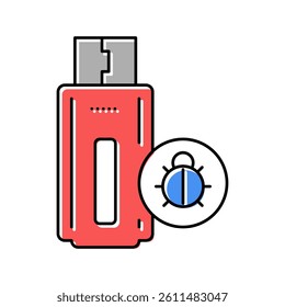 flash drive with virus color icon vector. flash drive with virus sign. isolated symbol illustration