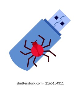 Flash drive with virus icon. Vector illustration