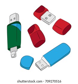 Flash drivers illustration on white background