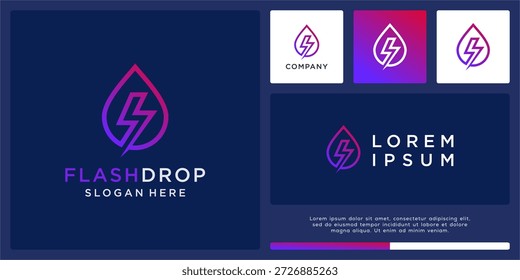 Flash drop logo design for power, water, drink.