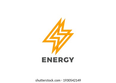 Blitzenergie-Logo Blitz Looped geometrische Design-Vektorvorlage Linear Outline Stil. Icon für das Konzept des unendlichen Netzbatterie-Logotyps.