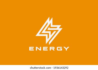 Flash Energy Logo Lightning Bolt Looped geometric design vector template Linear Outline style. Infinite Power Battery Logotype concept icon.