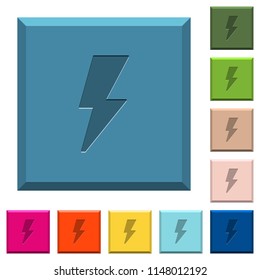 Flash engraved icons on edged square buttons in various trendy colors