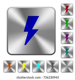 Flash engraved icons on rounded square glossy steel buttons
