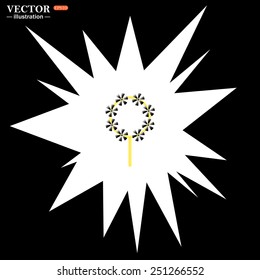 Flash, an explosion on a black background. Children's toy wind mill, turntables, pinwheel wind vane, vector illustration, EPS 10