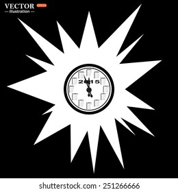 Flash, an explosion on a black background. Calendar 2015  stylized clock with figures for the calendar business wall. Vector illustration, EPS 10 