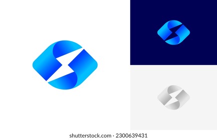 Flash eye logo design vector. Power vision logotype, Energy logo icon design vector