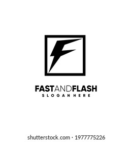 Flash and fast modern logo, letter F design, expedition illustration.