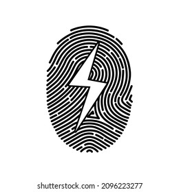 Vector del logotipo de la huella dactilar de la huella dactilar del flash, logotipo blanco negro