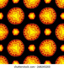 Flash fire on a black background, vector pattern