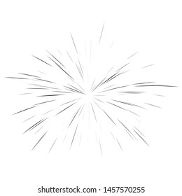 A flash of fireworks. Sun burst, star burst sunshine. Radiating from the center of thin beams, lines. Vector illustration.  Design element for logo, signs. Dynamic style. Abstract explosion