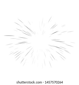 A flash of fireworks. Sun burst, star burst sunshine. Radiating from the center of thin beams, lines. Vector illustration.  Design element for logo, signs. Dynamic style. Abstract explosion