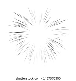 A flash of fireworks. Sun burst, star burst sunshine. Radiating from the center of thin beams, lines. Vector illustration.  Design element for logo, signs. Dynamic style. Abstract explosion