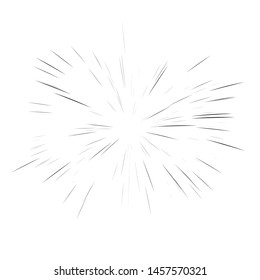 A flash of fireworks. Sun burst, star burst sunshine. Radiating from the center of thin beams, lines. Vector illustration.  Design element for logo, signs. Dynamic style. Abstract explosion
